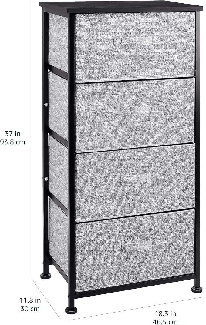 Amazon Basics Fabric 4-Drawer Storage Organizer Unit for Bedroom Closet, Black - Image 3