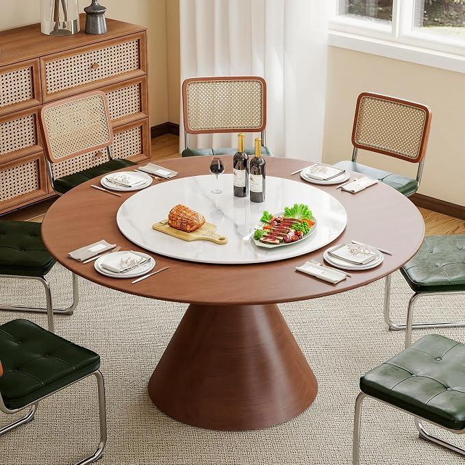 35.4" Lazy Susan Turntable – 360° Sinteredstone Silent Anti-Slip Turntable, Table Top Centerpiece for Kitchen, Pantry, Spice Rack, Refrigerator & Dining Table, White - Image 8
