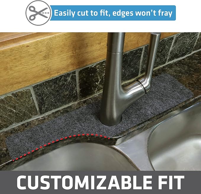 Drymate Faucet Splash Guard Mat for Kitchen & Bathroom Sink, Thin Countertop Drip Protector Drying Pad, Absorbent, Waterproof, Washable (USA Made) (18" W x 4.33" L x 0.13" H With Pre-Cut 2.5" Hole) - Image 4