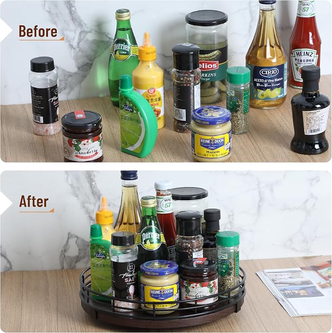 BAMBOO LAND- Lazy Susan Turntable Organizer, 12", Dark Mahogany Lazy Susan for Table Top - Image 4