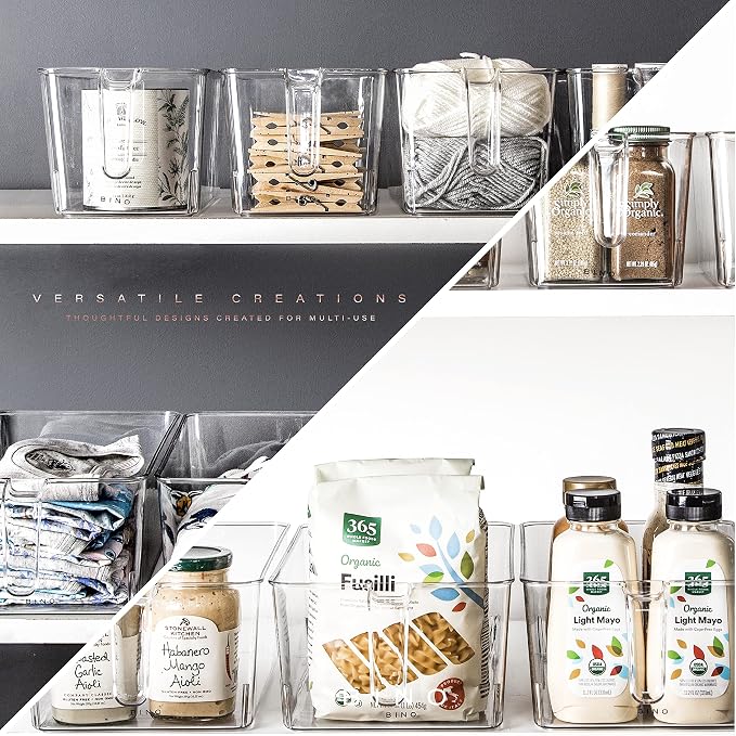 BINO | Clear Storage Organizer | THE HOLDER COLLECTION | Clear Containers for Organizing with Built-in Handles | Pantry Organization and Storage | Fridge Organizer | Smart Storage Bin Cabinet | Large - Image 4