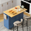 Shintenchi Kitchen Island with Folding Drop Leaf, Rolling Island Table with Storage, Kitchen Cabinet on Wheels with Seating Area for Kitchen, Bar Cart with Cabinet, Blue by Shintenchi%7CFurnitureMadeforRealLife