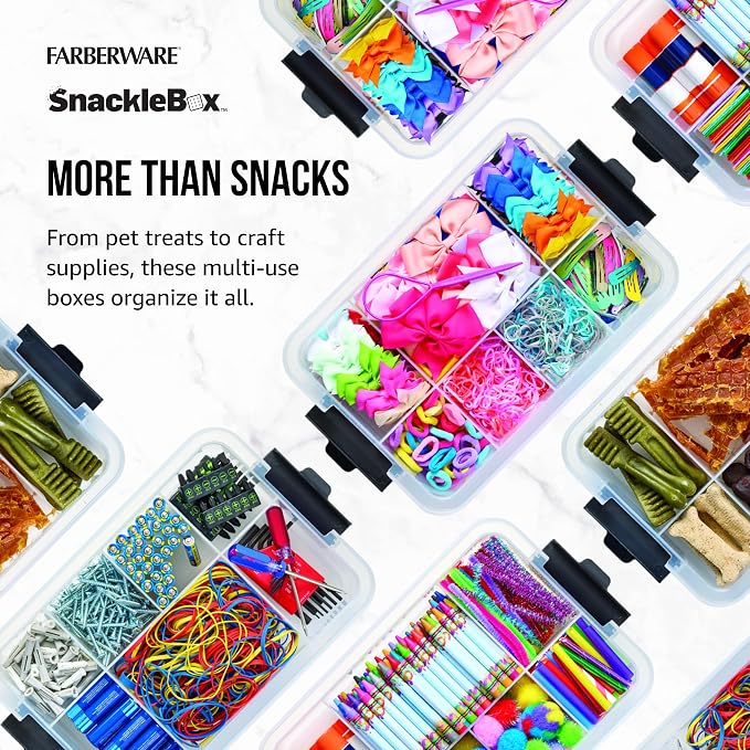 Farberware Snacklebox 7.8 x 12.7 Inch Plastic Cutting Board Lid with 7 Compartments and Locking Handles - Portable Snack Organizer for Charcuterie, Travel, Picnics, and On-the-Go Snacking - Image 10