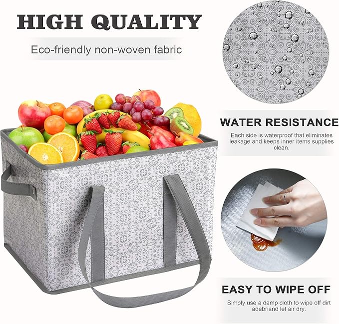 Reusable Grocery Bags 8 Pack, Foldable & Water Resistant Shopping Bags | Large Grocery Tote Bag Water Resistant Shopping Bags Foldable Grocery Bag for Clothes,Shoes and Picnic - Image 5