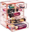 Sorbus Acrylic Makeup Organizer Set, 7-Drawer Vanity & Countertop Cosmetic Storage with Small & Wide Drawers, Pink Makeup Storage for Brushes, Lipsticks, Jewelry – Holiday Gift for Women & Teens by Sorbus