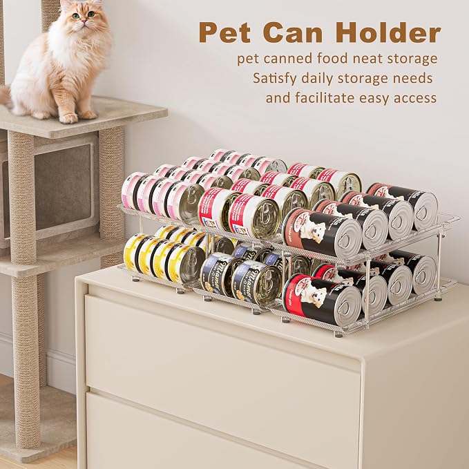 Jsyrjing Cat Food Can Organizer, Can Organizer for Pantry | Modular stackable adjustable design, fits multiple can sizes, gravity feed auto rolling, clear space saving organizer - Image 4