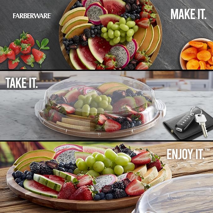 FARBERWARE Build-a-Board Cutting Board with Single Compartment and Clear Locking Lid for Charcuterie, Snacks, and More, Acacia - Image 6