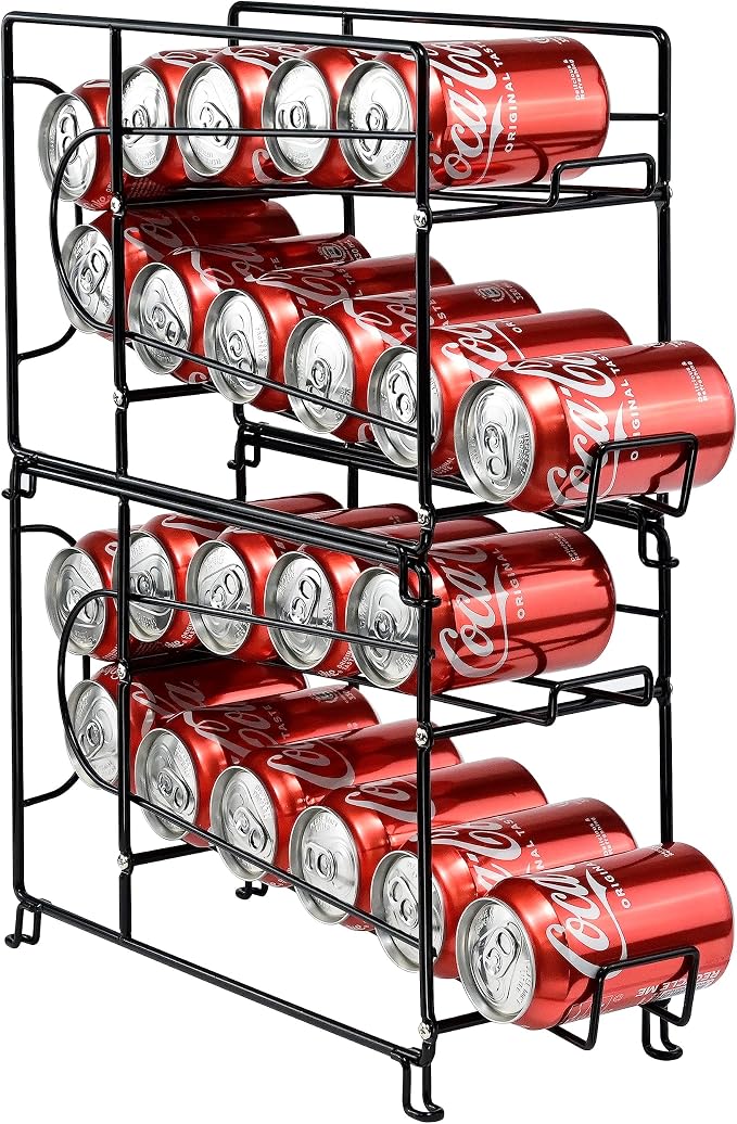 SUFAUY Beverage Can Dispneser Organizer, Stackable Shelves for Storage for Pantry, Black- 2 Pack - Image 2