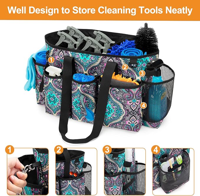 LoDrid Professional Cleaning Tote Caddy for Cleaning Supply, Totem | Cleaning Bag Organizer with Dividers and Handle Strap for Housekeepers Work, Bag Only - Image 6