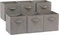 Amazon Basics Collapsible Fabric Storage Cubes Organizer with Handles, Sturdy, Foldable, Space-Saving, 10.5"x10.5"x11", Gray, 6-Pack by AmazonBasics