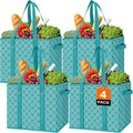 Reusable Grocery Bags 4 Pack, Foldable & Water Resistant Shopping Bags | Large Grocery Tote Bag Water Resistant Shopping Bags Foldable Grocery Bag for Clothes,Shoes and Picnic by WiseLife