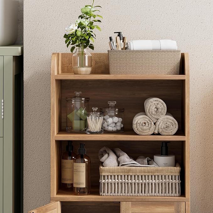 Homhedy Small Bathroom Storage Cabinet, Toilet Paper Storage Cabinet | Bathroom Floor Cabinet with Doors and Shelves, Bathroom Organizers for Small Spaces, 7.9"D x 14.6"W x 31"H, Rustic Walnut - Image 12