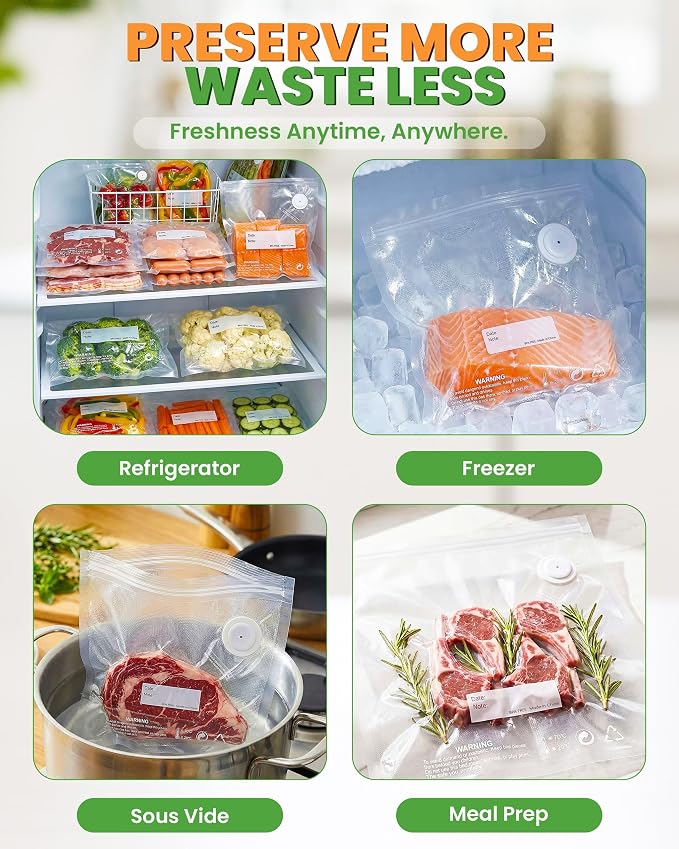Compact Vacuum Sealer for Food: Powerful Handheld Vacuum Sealer Machine & 30 Reusable Vacuum Bags, With LED Display & Detachable Water Tank, Portable Food Sealer, Seal Meal Saver - Image 9
