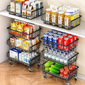 Gsiekare 3-Tier Rolling Pantry Organizer and Storage Cart with Wheels | Stackable wire pantry baskets for pantry shelves, fruit basket stand, easy to move, storage rack for food snack onion potato by Gsiekare