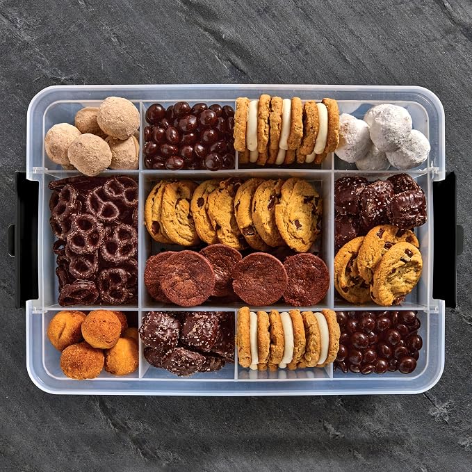 Farberware Snacklebox 11x16 Inch Bamboo Cutting Board Lid with 11-Compartment PP Snack Box, Locking Handles for Travel - Charcuterie Board with Lid for Picnics, Road Trips, and Outdoor Entertaining - Image 11