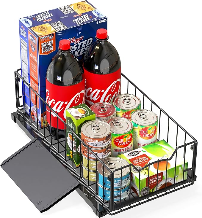 Simple Houseware Pull-Out Cabinet Sliding Basket, 17.2Dx9.7Wx5H, Black | Ideal for Kitchen and Bathroom Cabinet Storage Organizer, Under Sink or Pantry Organization - Image 5