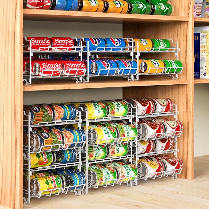 Simple Houseware Dual Row Front Loading Stackable Can Dispenser, White - Image 6