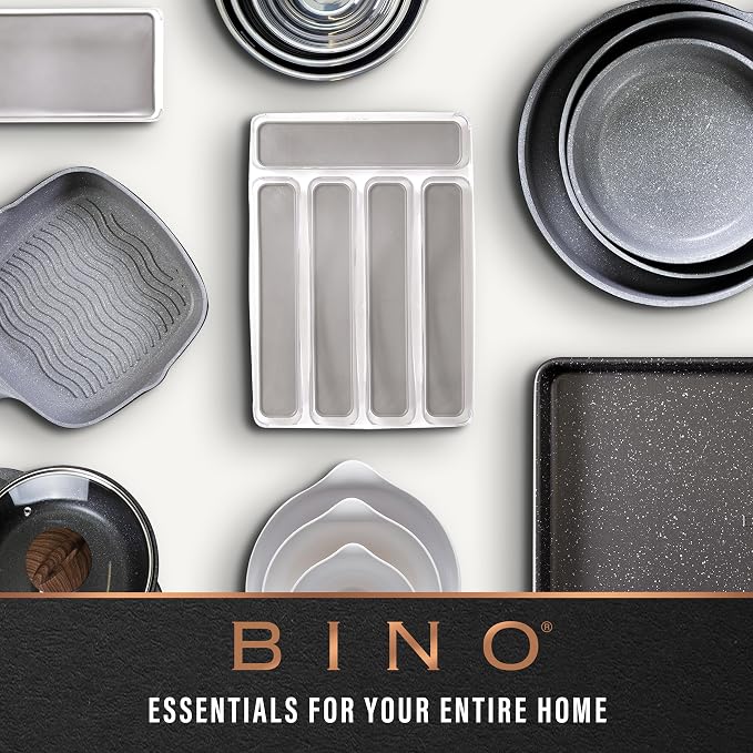 BINO | Woven Plastic Basket | Large (Natural Grey), 3-Pack | THE JUTE COLLECTION | Home Organization, Space - Saving Storage, Stylish Design | Jute Basket | Plastic Storage Basket - Image 9