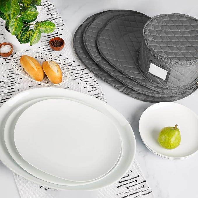 2 Pack - Large and Medium Platter Storage Cases - 20" x 15" and 22" x 17" - Gray - China Storage Containers for Plates and Serveware - Image 5