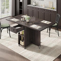 Jocoevol Space Saving Folding Dining Table for 4, Foldable Dining Table with Drawer and Storage Shelf, 6 Wheels Drop Leaf Kitchen Dining Room Table for Small Space (Walnut, 47.2" x 23.6" x 29.9") by JOCOEVOL