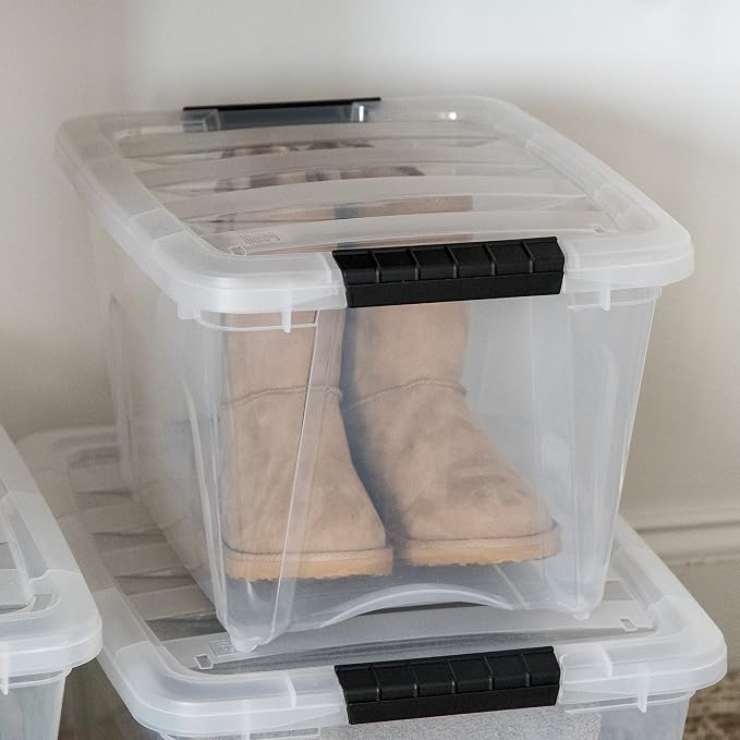 IRIS USA 6-Pack 19 Quart Storage Bins with Lids, Clear | Clear design makes contents easy to find, Great for linens, décor, closet storage, and supplies, Nestable design saves space - Image 8