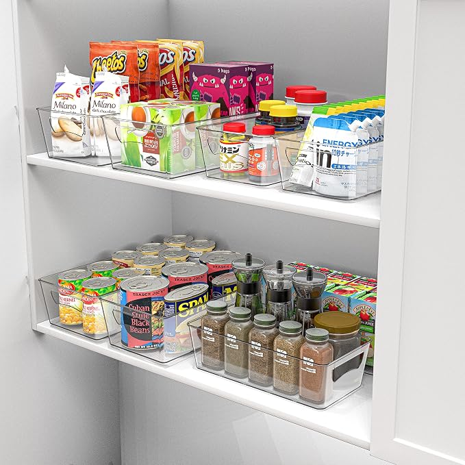 Simple Houseware Pantry Bins Storage Organizer, 8 Packs, (4M/4L) | Large 14 x 7 x 3.75 in. | Medium 12 x 6.2 x 3.4 in. - Image 4