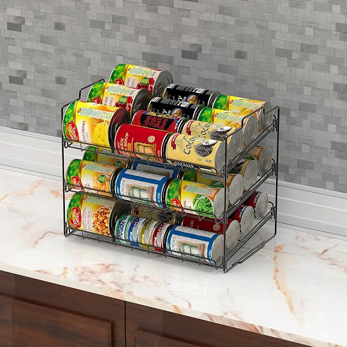 Deco Brothers Stackable Can Rack Organizer Holds Up to 36 Cans, Black | for Kitchen and Pantry - Image 3