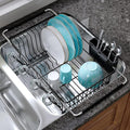JASIWAY Black Dish Drying Rack in Sink, Dish Drainer with Utensil Holder | Over The Sink Expandable Stainless Steel Strainer Dryer Rack for Small Kitchen, Counter Space Saving, Fast Drain, Rustproof by JASIWAY
