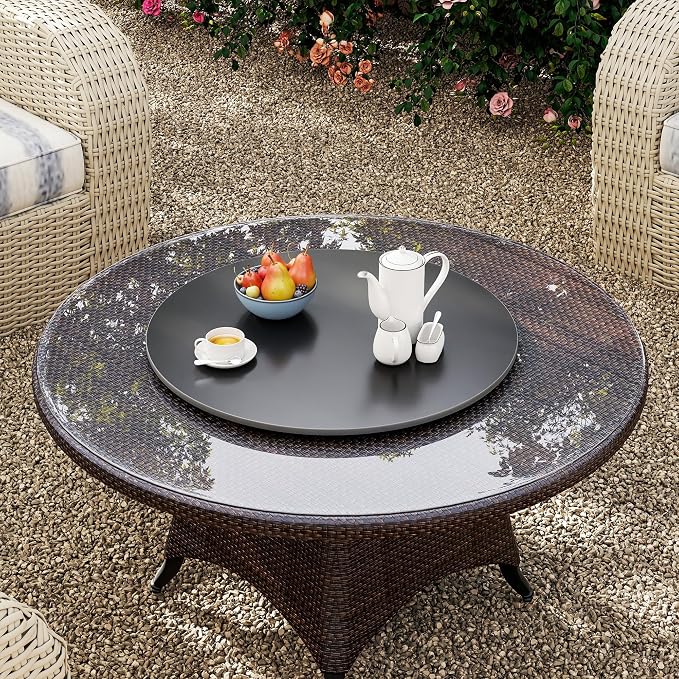27.6" Lazy Susan Turntable – 360° Sinteredstone Silent Anti-Slip Turntable, Table Top Centerpiece for Kitchen, Pantry, Spice Rack, Refrigerator & Dining Table, Black - Image 4