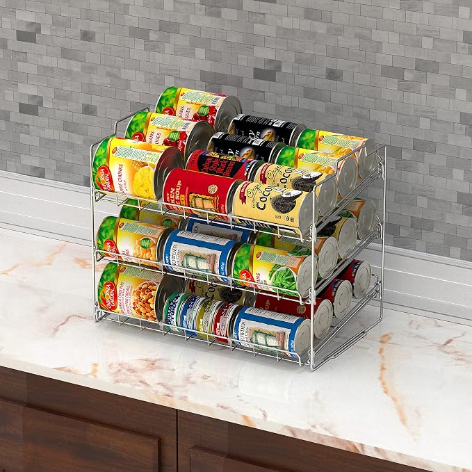 Deco Brothers Stackable Can Rack Organizer Holds Up to 36 Cans, Chrome | for Kitchen and Pantry - Image 3