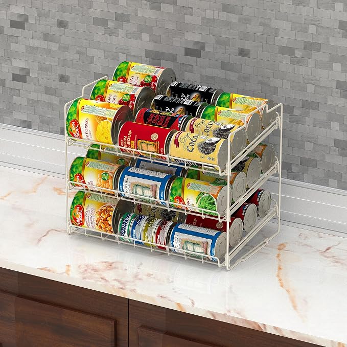 Deco Brothers Stackable Can Rack Organizer Holds Up to 36 Cans, White | for Kitchen and Pantry - Image 3